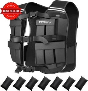Adjustable Weighted Vest Black 20 Weight Packs Reflective Stripes Workout - Picture 1 of 9