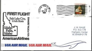 FFUS Airmail Flight Idaho Falls ID - Salt Lake City UT 18 Dec 87 AAMC#AA-D308S - Picture 1 of 1