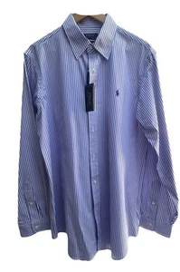 Camicia grande (16,5) Ralph Lauren a righe elasticizzata nuova con etichetta - Foto 1 di 9