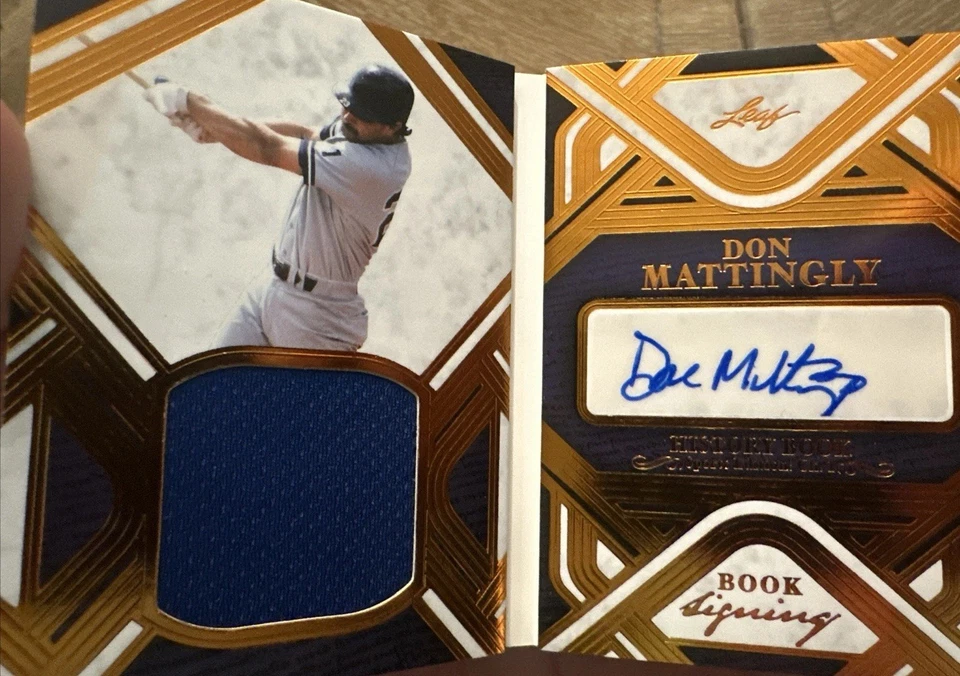 Parche de folleto de libro de historia Don Mattingly Leaf Auto Salón de la Fama de los Yankees/25 Foto 1 de 4