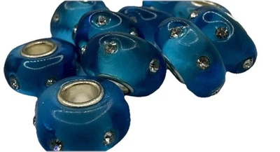 EB23 Cuentas de resina de murano azul real con adornos de cristal, 5 piezas Foto 1 de 4