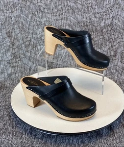 Swedish Hasbeens sandalo muletto con zoccoli e tacco slip in taglia 39/9 nero - Foto 1 di 7