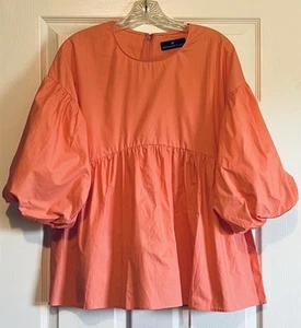 Tuckernuck Pomander Place Camilla Blouse Coral Balloon Sleeve Size Small - Picture 1 of 8