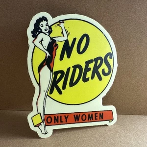 No Riders Only Women Pin Up Girl Sticker Retro Vintage Decal Hot Rod Biker Car - Bild 1 von 3
