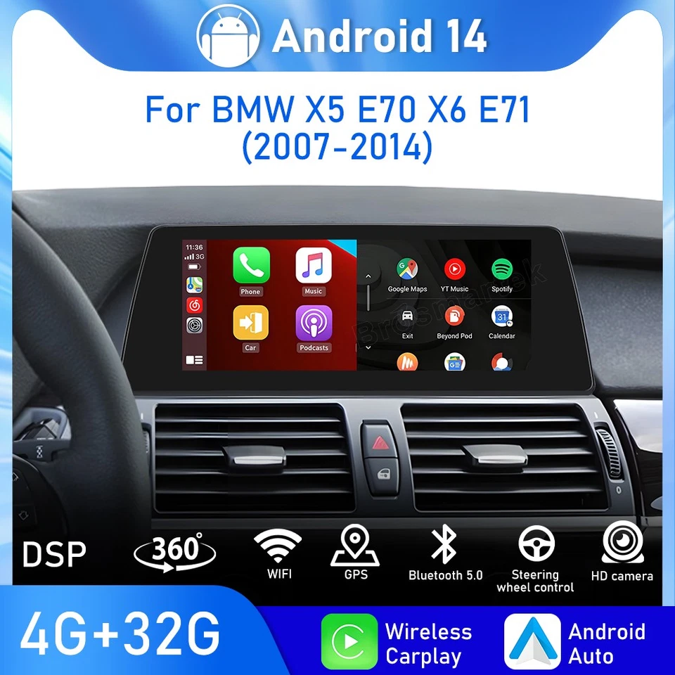 10.25" Android 14 Autoradio Für BMW X5 E70 X6 E71 CCC CarPlay 4+32GB WiFi DAB+ - Bild 1 von 4