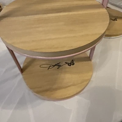 New Pink Dolly Parton Wood 2 Tier Tray Viral Shelf Server Trending OG HTF…. - Image 1 of 4
