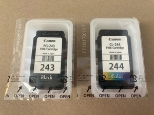 Genuine Canon PG-243 Black & CL-244 Color Ink FREE SHIPPING - Photo 1/2