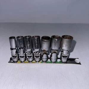 Snap On 7pc 3/8" Drive 6-Pt Deep Chrome SAE Swivel Socket Set 3/8-3/4 207FSU - Picture 1 of 7