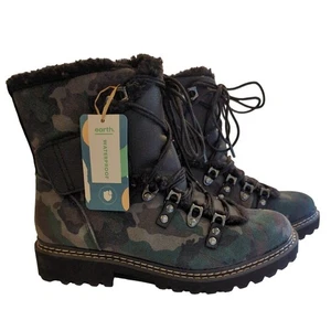 Earth Kodiak Glacier Dark Taupe Camo Suede Waterproof Lace-up Ankle Boots Sz 6.5 - Picture 1 of 8