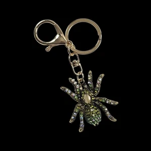 Betsey Johnson sac araignée strass vert étincelant swag porte-clés clip breloque - Photo 1 sur 2
