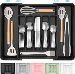 Organizador de cubiertos expandible extra grande, cubiertos seguros para alimentos sin Bpa - Imagen 1 de 11