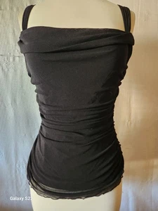 Studio M Womens Black Shear Ruched Tank Top Size Small - Picture 1 of 11