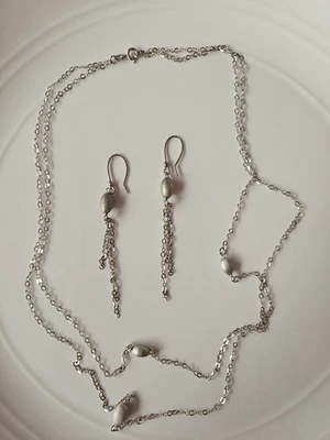 Technibond Juego de Pendientes Colgantes y Collar Plateado Rodio Foto 1 de 4