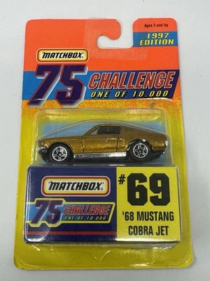 Matchbox 75 Challenge 1997 Edition Gold ‘68 Ford Mustang Cobra Jet #69 - Image 1 of 4
