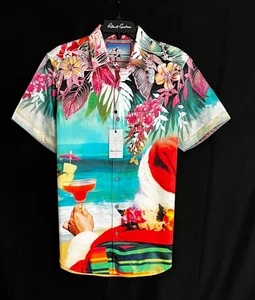 Robert Graham BEACH SANTA bestickt Kurzarm $ 298 Medium Neu mit Etikett klassische Passform M - Bild 1 von 7