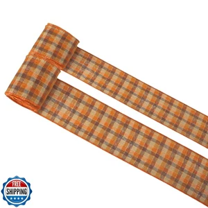 Meseey Fall Plaid Ribbon 1.5 inch Buffalo Plaid Burlap Ribbon 2-1/2" Tartan C - Picture 1 of 3