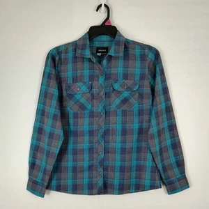 Marmot blue/grey plaid casual outdoors button up flannel womens Medium - Picture 1 of 8