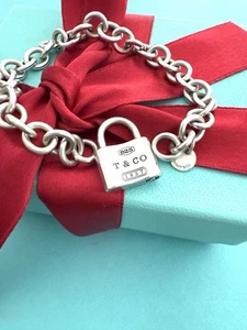 Tiffany & Co. Sterlingsilber 1837 Schloss Vorhängeschloss Charm 7,25" Armband - Bild 1 von 9