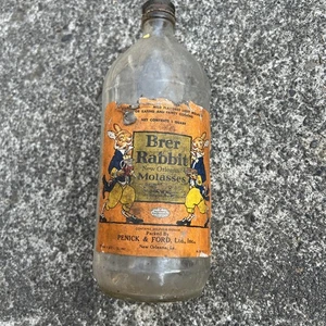 BOTELLA RARA! Botella de melaza BRER RABBIT New Orleans años 50 con etiqueta naranja - Imagen 1 de 9