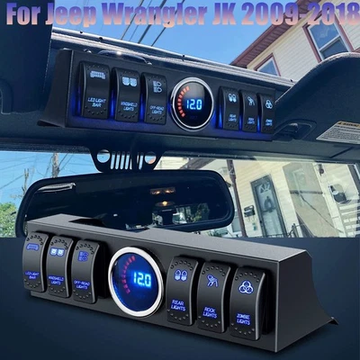Panel de interruptor basculante de 6 velocidades Control de luces de roca para Jeep Wrangler JK JKU 09-18 Foto 1 de 4