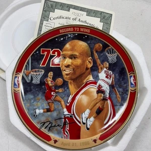 “Record 72 Wins” Michael Jordan Plate Bradford Exchange COA 1996 - Picture 1 of 4