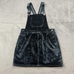 Forever 21 Velour Overall Dress Women L Navy Blue Skirt  - Picture 1 of 7