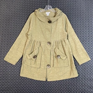 Dorman Women's Green Textured Button Front Hooded Jacket Coat Size Small - Picture 1 of 7