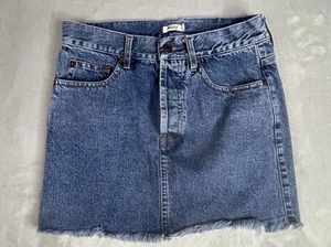 Brandy Melville Women’s Denim Short Skirt Size 38 Distressed Hem - Picture 1 of 4