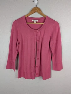 Coldwater Creek Strickjacke Pullover Damen Small Rosa Seide Baumwolle 3/4 Arm MB - Bild 1 von 7