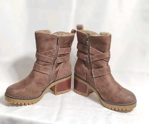 Capa De Ozono Womens Brown Boots Zipper & Buckle Faux Fur Leather Size 39 (7.5) - Picture 1 of 12