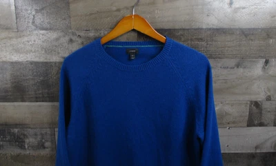 Suéter J.Crew Para Hombres Azul Medio 100% Lana de Cordero Cuello Redondo Tejido Raglán Estilo 15676 Foto 1 de 4