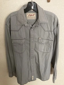 Rafter C grau Perlen Druckknopf Cowboy Kollektion Langarm Hemd Herren Größe Large L - Bild 1 von 3