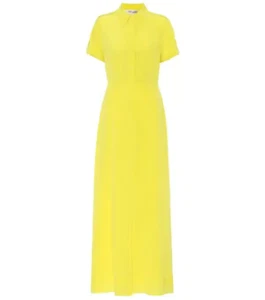 NWT Diane Von Furstenberg DVF Georgia in Citrine Yellow Silk Maxi Shirt Dress 2 - Picture 1 of 10