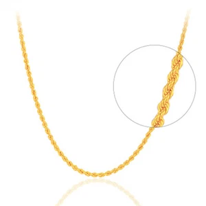 18 Karat Rope Chain Singapore Twist Pure 18K Yellow Gold Necklace Women Wedding - Picture 1 of 11