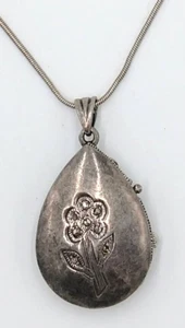 Vintage 925 Sterling Silver Marcasite Locket Watch Clock Pendant Necklace - Picture 1 of 11