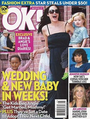 OK Magazine November 10 2008 Angelina Jolie Jennifer Hudson Aniston Lance Bass - Image 1 of 3