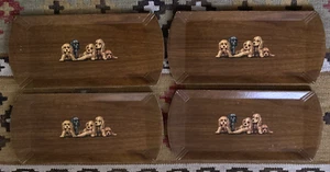 Vintage Hasko set of buffet luncheon lap serving trays puppies dogs litho 1950's - Picture 1 of 8
