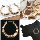 Retro Gold Fashion Double Sided Creole Hoops Fat Bamboo Twist Rope Hoop Earrings