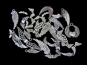35g x Assorted Tibetan Silver Random Mixed Angel Wing Charms Jewellery C252 - Picture 1 of 2