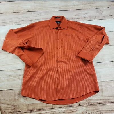 VINTAGE Stacy Adams Shirt Mens Large 16.5 Orange Button Up Casual Pocket Adult - Image 1 of 4