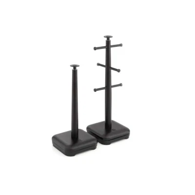 Swan Stealth Black Mug Tree & Towel Pole Kitchen Storage Set - Image 1 of 4