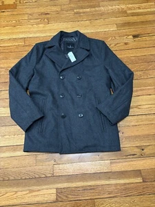 Cappotto uomo London Fog doppiopetto misto lana pea taglia small grigio nuovo con etichetta $120 - Foto 1 di 11