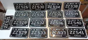 1979 Michigan motorcycle license plate consecutive run NOS MICH MI ZZ series - Picture 1 of 23