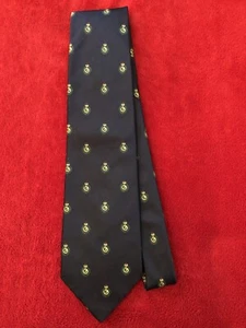 NWOT Lands' End Navy Silk-Repp Tie w/ Woven Crests 3 7/8"W x 57”L Made in Italy - Picture 1 of 11