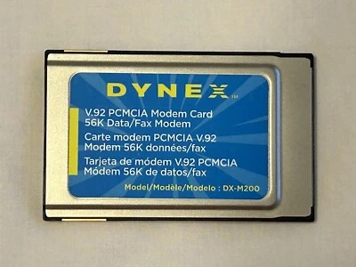 Dynex 56k Data/Fax PCMCIA Modem PC Card V.92 DX-M200 P/N: 2400-1921 - Image 1 of 4