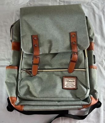 MANCIO TRENDS SLIM VTG DESIGN LAPTOP BACKPACK WITH USB PLUG & LEATHER ACCENTS - Image 1 of 4