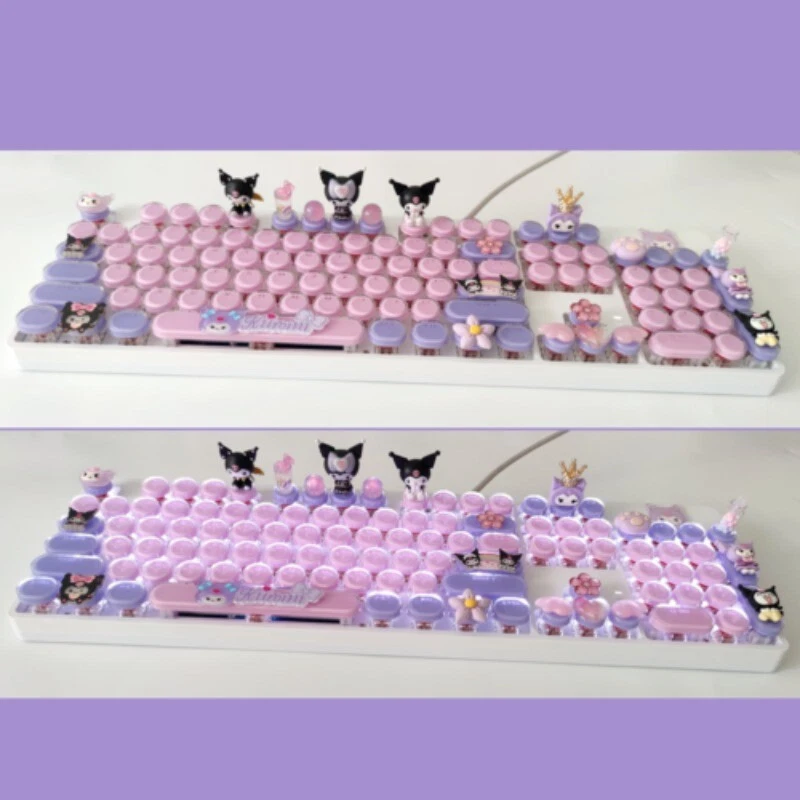 My Melody Cinnamoroll Kuromi Mechanical Keyboard Hot Swap USB Wired 87/104 Keys - Image 1 of 4