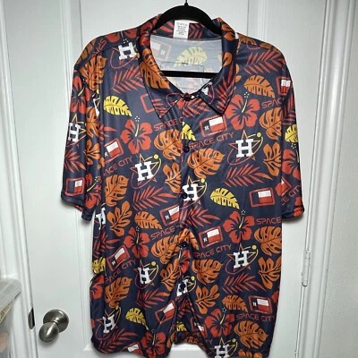 MLB Houston Astros Space City Adult Hawaiian Shirt Aloha Baseball Floral SGA XL - Image 1 of 4