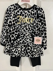 Juicy Couture MÄDCHEN KLEINKIND SET 6/12 Monate UVP $ 68 NEU MIT ETIKETT LEOPARD SCHWARZ WEISS - Bild 1 von 7