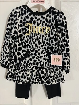 JUICY COUTURE GIRLS INFANT SET 6/12 Months MSRP $68 NWT LEOPARD BLACK WHITE - Image 1 of 4